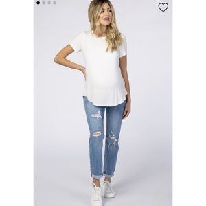 PinkBlush Light Blue Distressed Cuffed Hem Jean. 26. UEC.